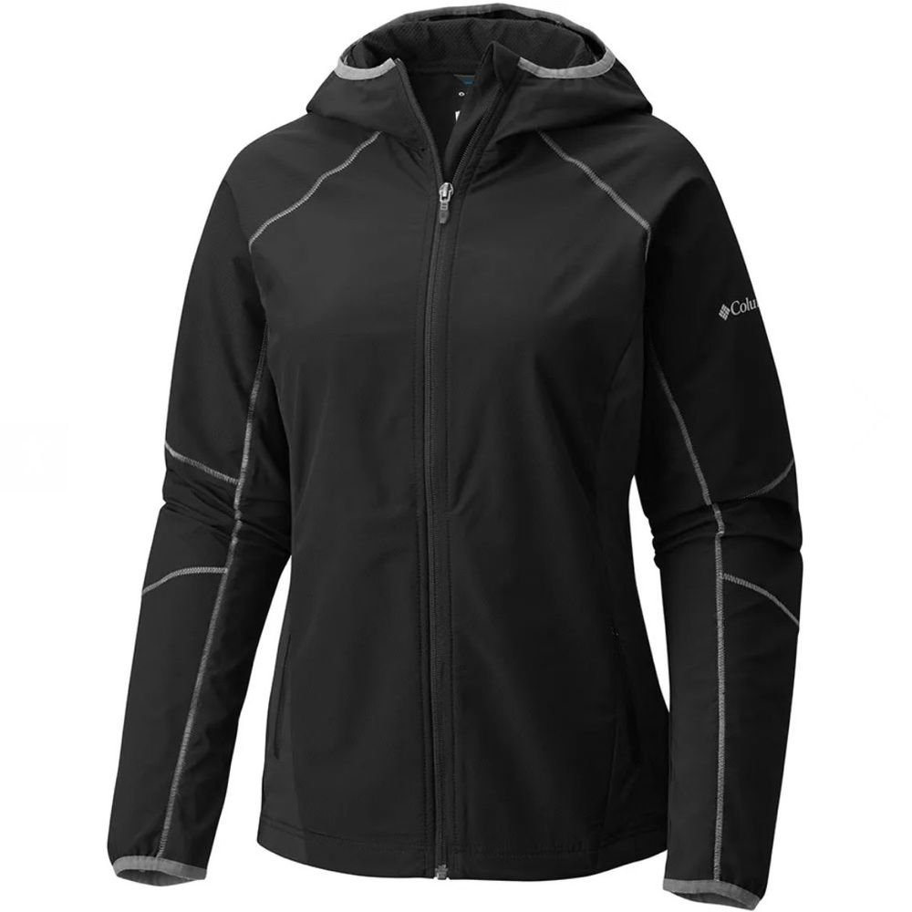 Columbia Sweet As Softshell Full Zip Jacket Black Hooded Womens Size Medium